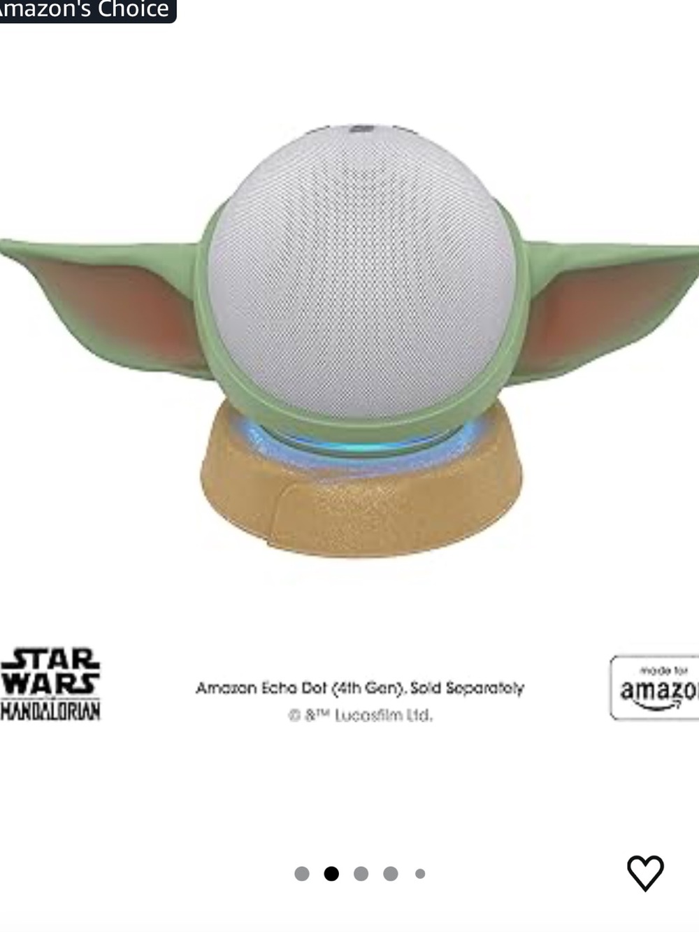 Star Wars Baby Yoda (Grogu) Green and Tan Echo Dot Stand
